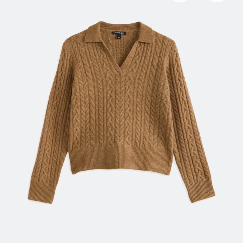 41 Hawthorn V-Neck Cable Knit Sweater - Brown